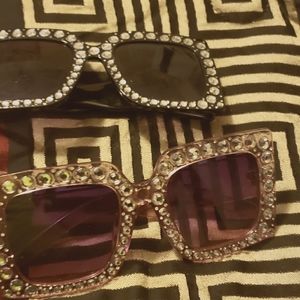 Lot of 2 pair of crystal bling frame sunglasses